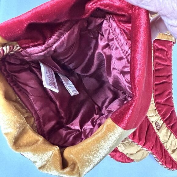 Vintage VILLA BACCI Christmas Stocking Red Gold Satin Buttons and Jingle Bells - Picture 6 of 8